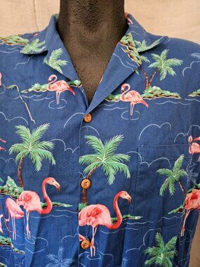 Men's Classic Vintage Flamingo Hawaiian Shirt Sz Large Made in USA